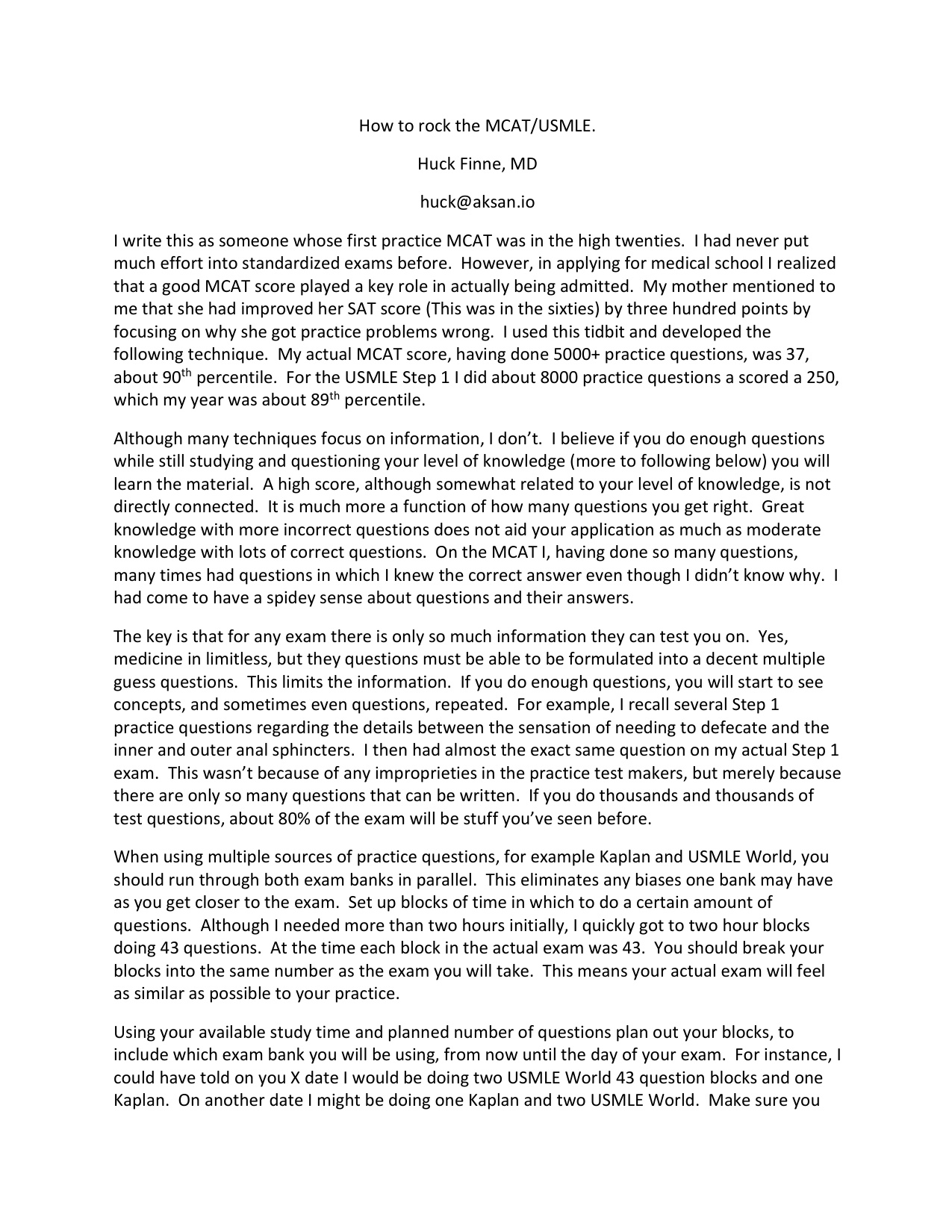 Rocking the MCAT or USMLE - PDF Preview